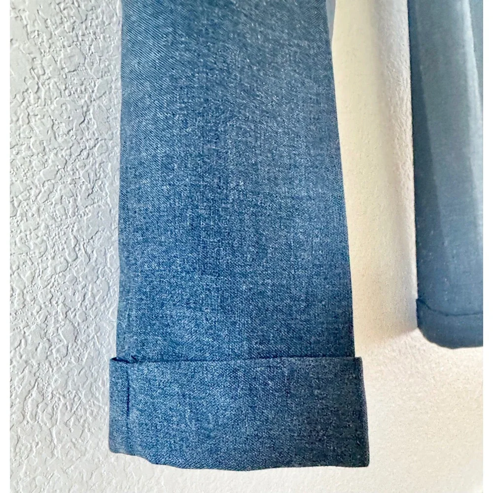 Vintage‎ Trousers Mens 32x31 Blue Grey Heathered Wool Blend Cuffed Straight Leg